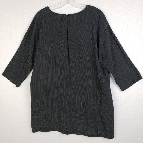 EILEEN FISHER Tunic Dress Organic Cotton Tencel Crepe Mini Stripe size M Relaxed - Picture 5 of 9